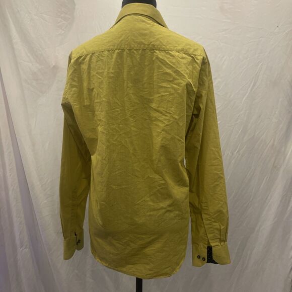 Mens mustard yellow button down shirt Tascawa Bollywood - Picture 6 of 10